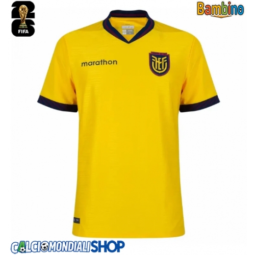 Maglie da calcio Ecuador Prima Maglia Bambino Mondiali 2026  Manica Corta + Pantaloni corti)